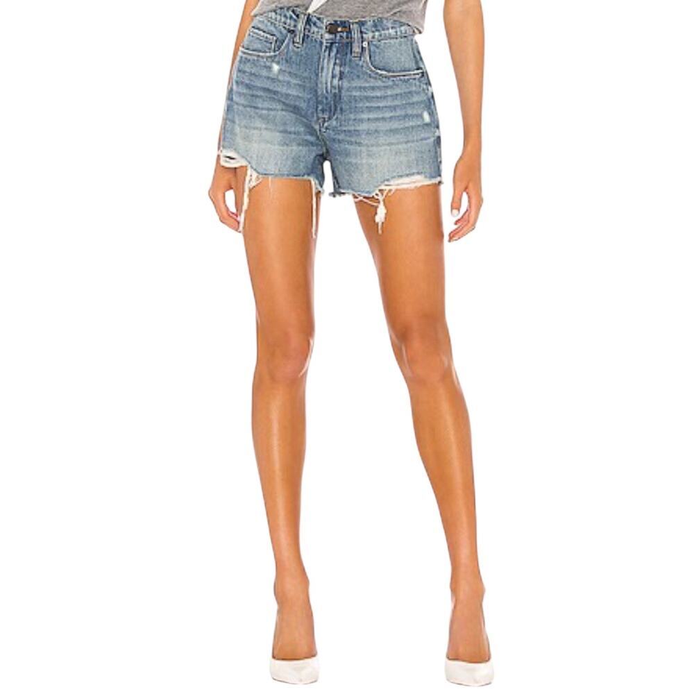 New BLANK NYC The Barrow Vintage High-Rise Distressed Denim Shorts Size 27